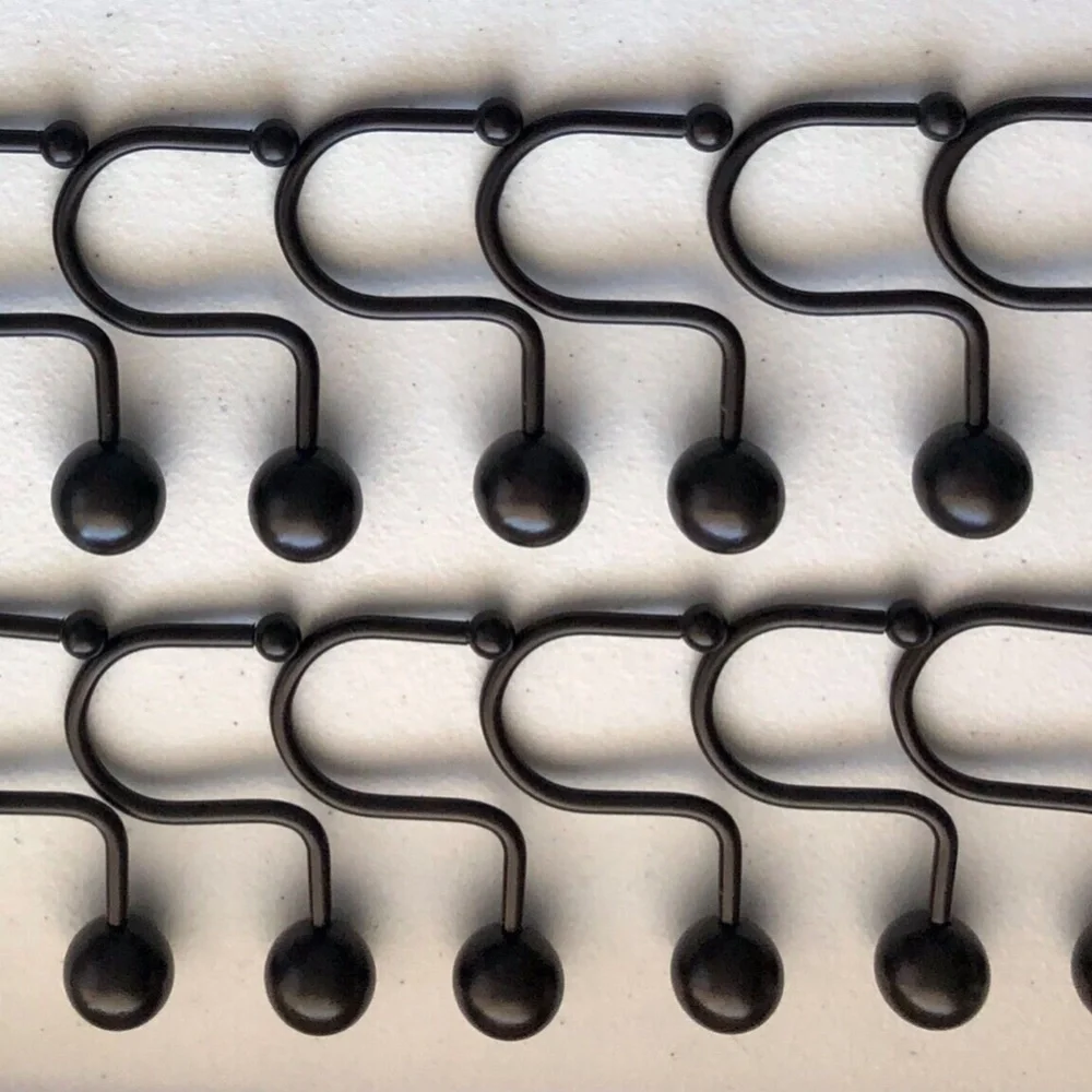 3 For $15 S Hook Style Shower Curtain Hooks Brown Heavy Weight Ball Design Hooks
